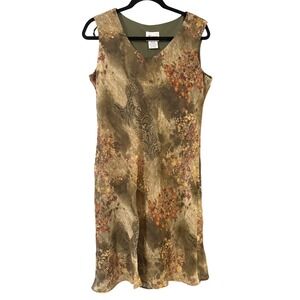 K Petite Vintage 90s Y2k Grunge Women Green Brown Floral Paisley Fairy‎ Dress